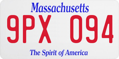 MA license plate 9PX094