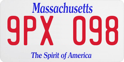 MA license plate 9PX098