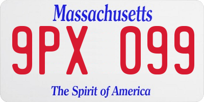 MA license plate 9PX099