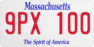 MA license plate 9PX100