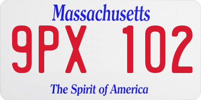 MA license plate 9PX102