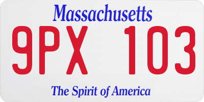 MA license plate 9PX103