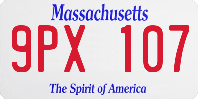 MA license plate 9PX107