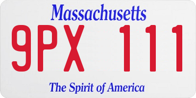 MA license plate 9PX111