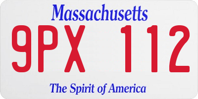 MA license plate 9PX112
