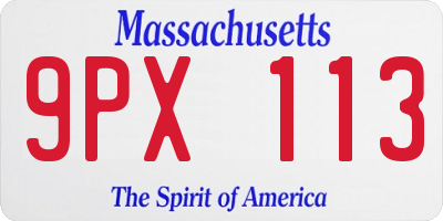 MA license plate 9PX113