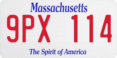 MA license plate 9PX114