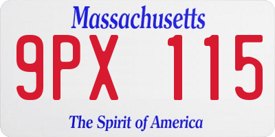 MA license plate 9PX115