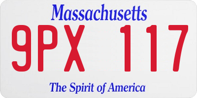 MA license plate 9PX117