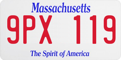 MA license plate 9PX119