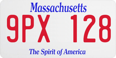 MA license plate 9PX128