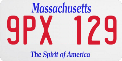 MA license plate 9PX129
