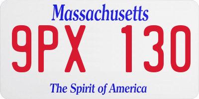 MA license plate 9PX130