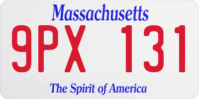 MA license plate 9PX131