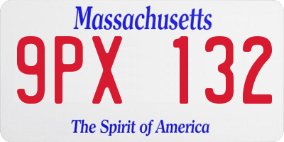 MA license plate 9PX132