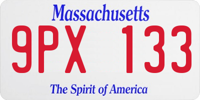 MA license plate 9PX133