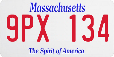 MA license plate 9PX134