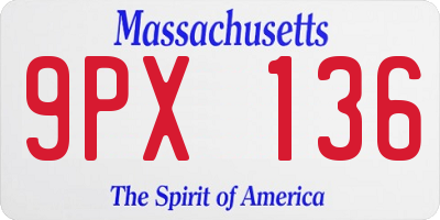 MA license plate 9PX136