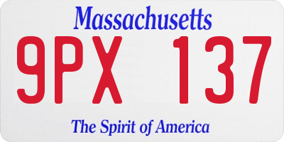 MA license plate 9PX137