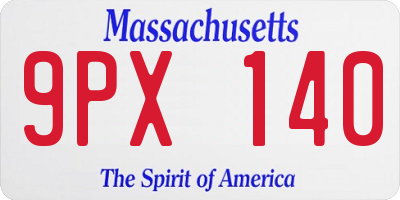 MA license plate 9PX140