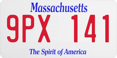 MA license plate 9PX141