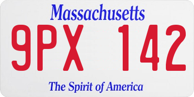 MA license plate 9PX142