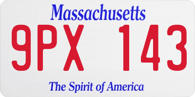 MA license plate 9PX143