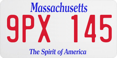 MA license plate 9PX145