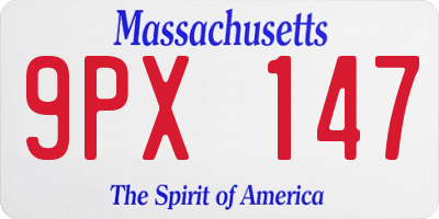 MA license plate 9PX147