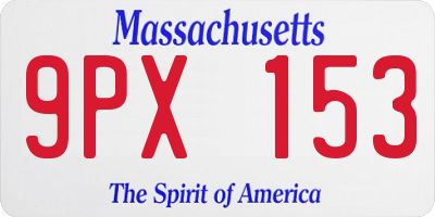 MA license plate 9PX153