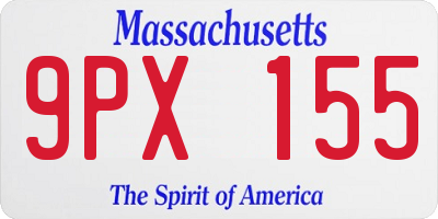 MA license plate 9PX155