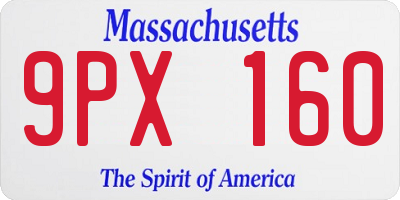 MA license plate 9PX160