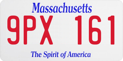 MA license plate 9PX161