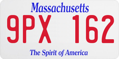 MA license plate 9PX162