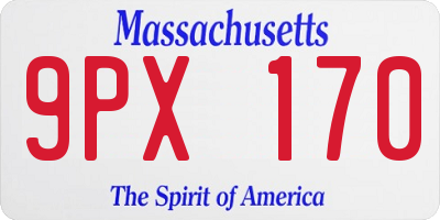 MA license plate 9PX170