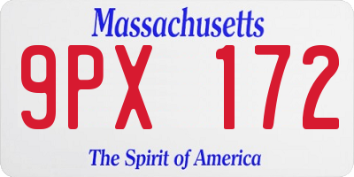 MA license plate 9PX172