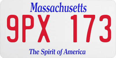 MA license plate 9PX173