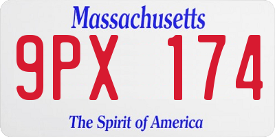 MA license plate 9PX174