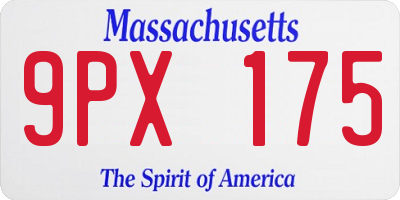 MA license plate 9PX175