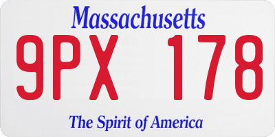 MA license plate 9PX178