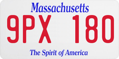 MA license plate 9PX180