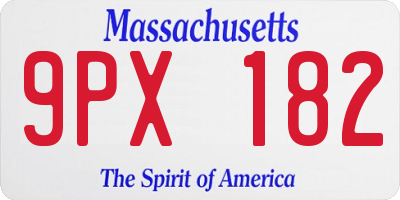 MA license plate 9PX182