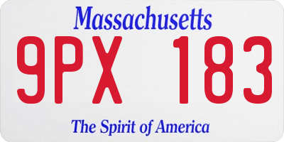 MA license plate 9PX183
