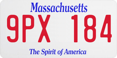 MA license plate 9PX184