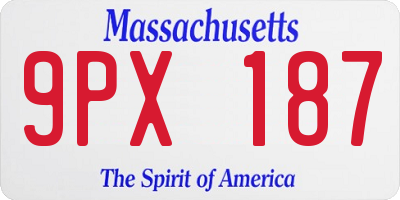 MA license plate 9PX187