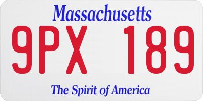 MA license plate 9PX189