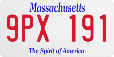 MA license plate 9PX191