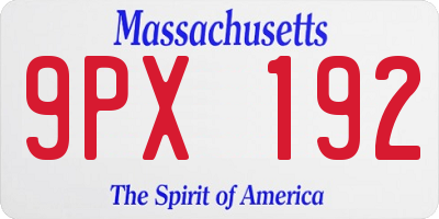 MA license plate 9PX192