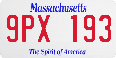 MA license plate 9PX193