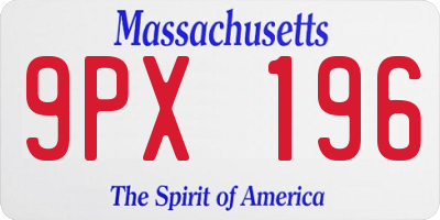 MA license plate 9PX196